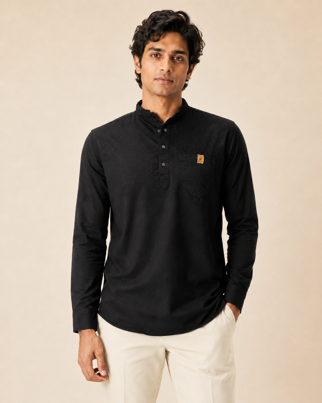 Onyx Crest Cotton Short Kurta