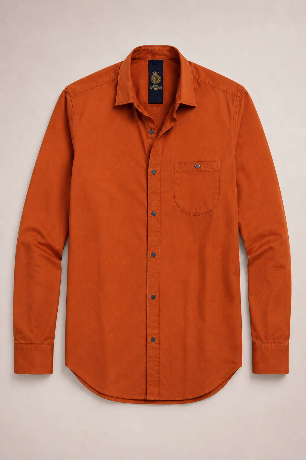 Orange Solid Cotton Shirt