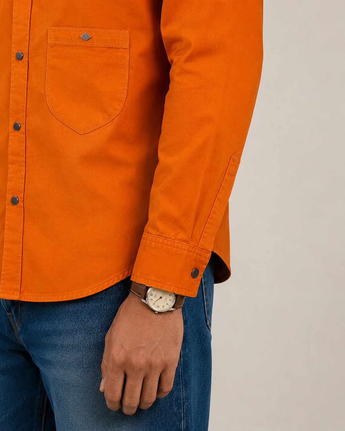 Orange Solid Cotton Shirt