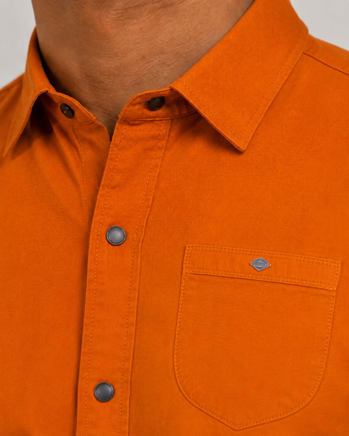 Orange Solid Cotton Shirt