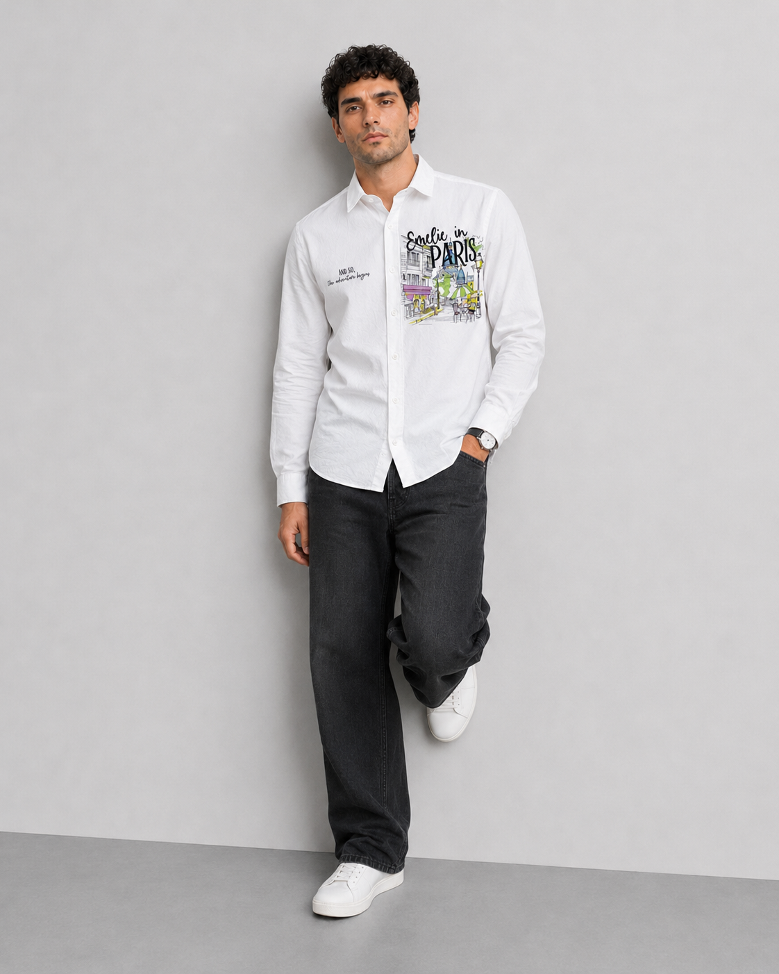 Paris Travel Print Cotton Shirt