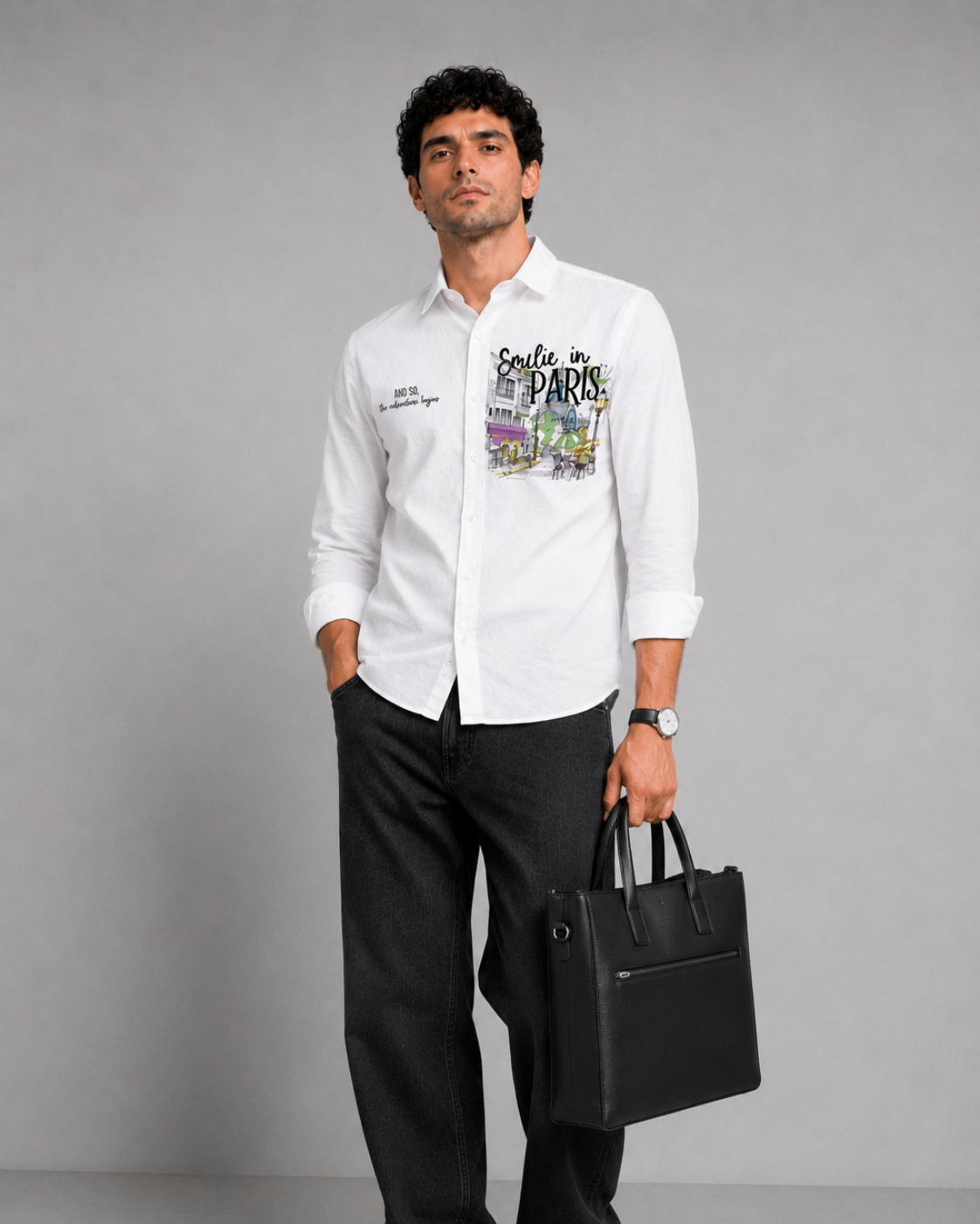 Paris Travel Print Cotton Shirt