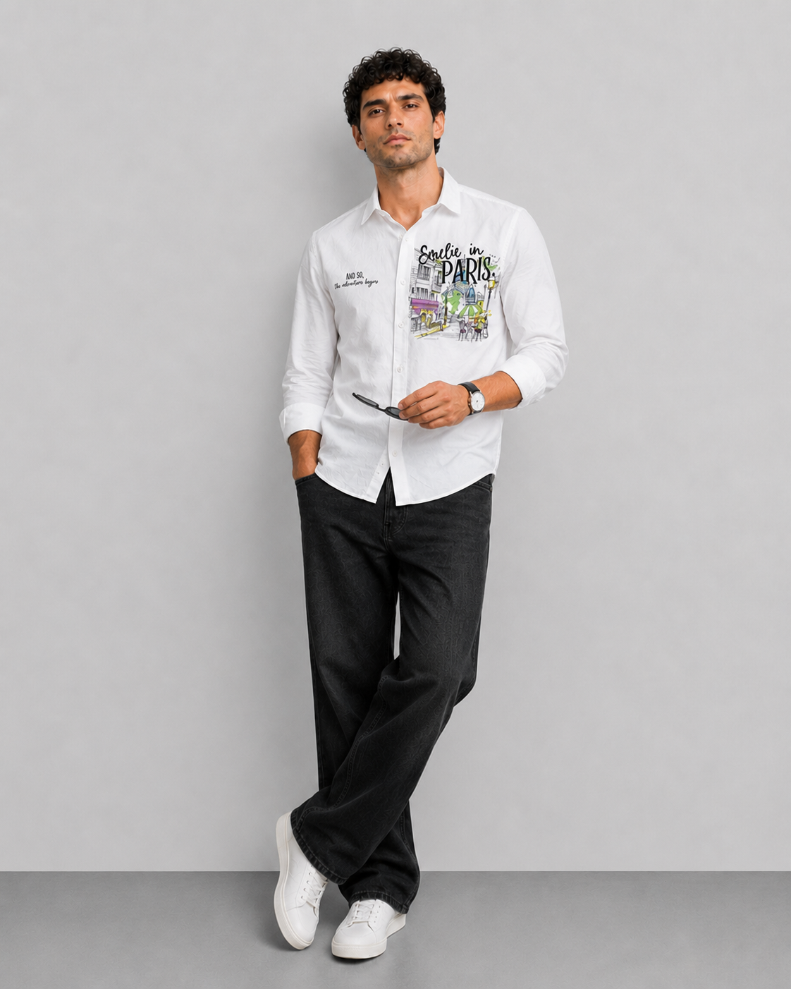 Paris Travel Print Cotton Shirt