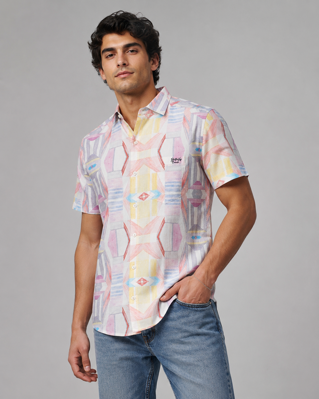 Pastel Mosaic Cotton Shirt