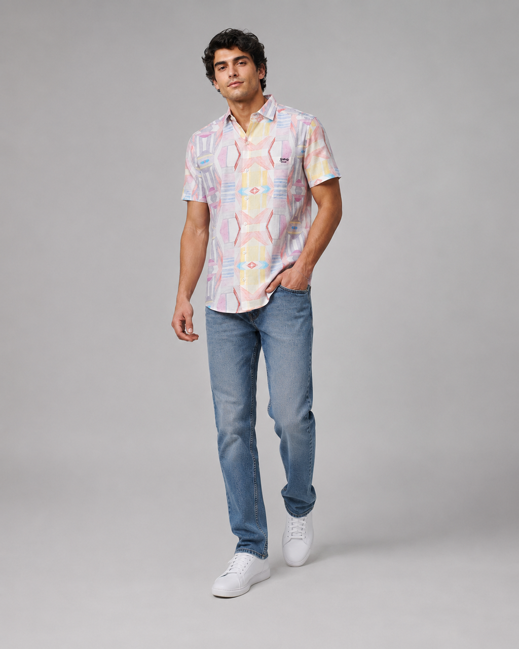 Pastel Mosaic Cotton Shirt