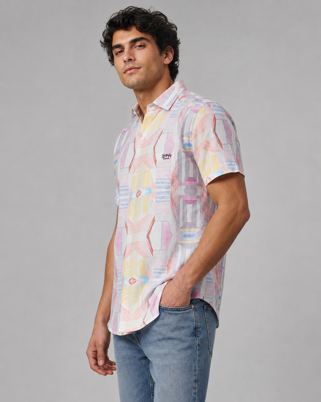 Pastel Mosaic Cotton Shirt