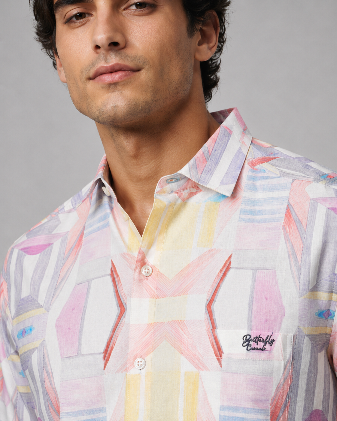 Pastel Mosaic Cotton Shirt