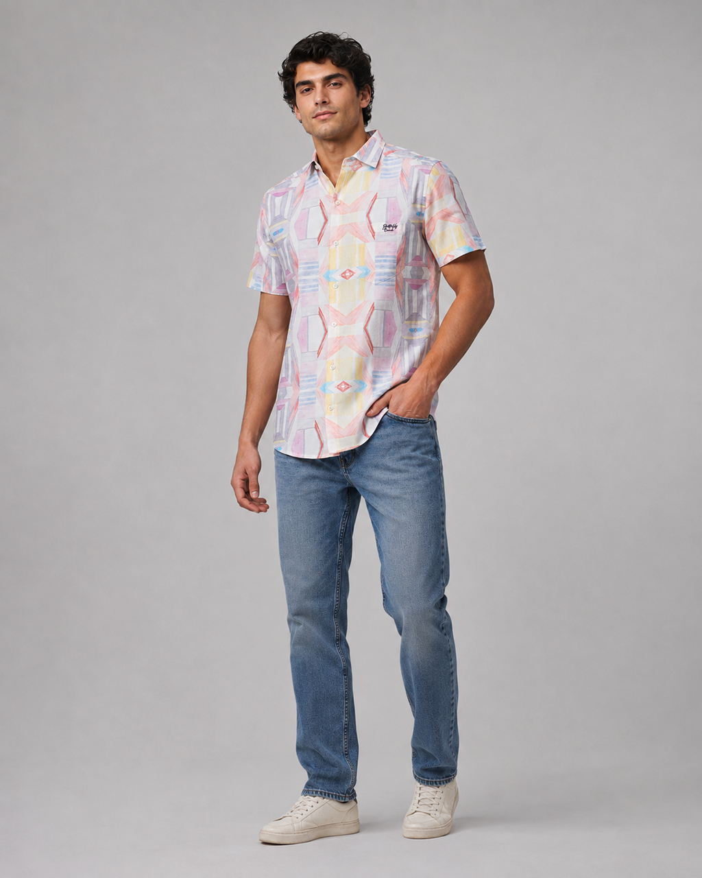 Pastel Mosaic Cotton Shirt