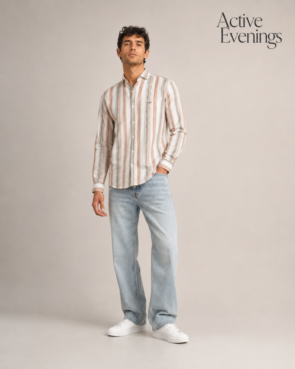 Peach Multi Stripe Cotton Shirt