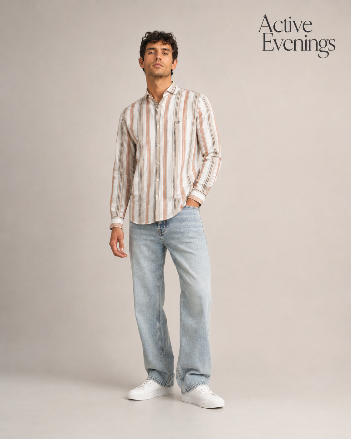 Peach Multi Stripe Cotton Shirt