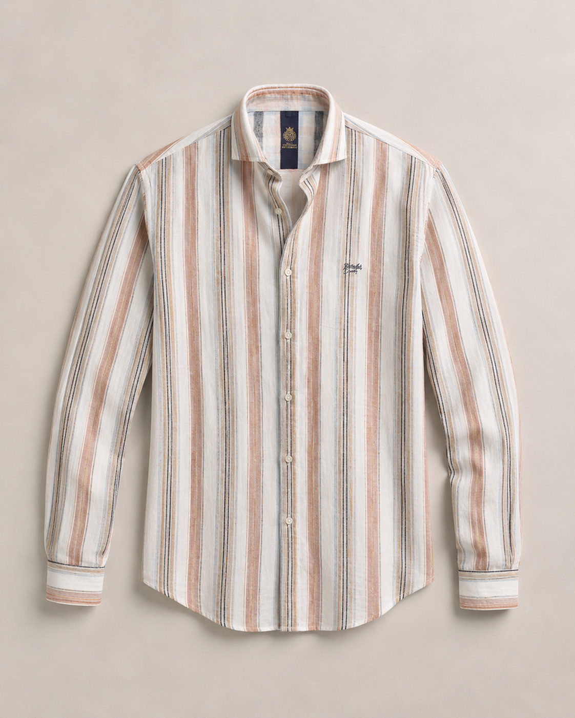 Peach Multi Stripe Cotton Shirt