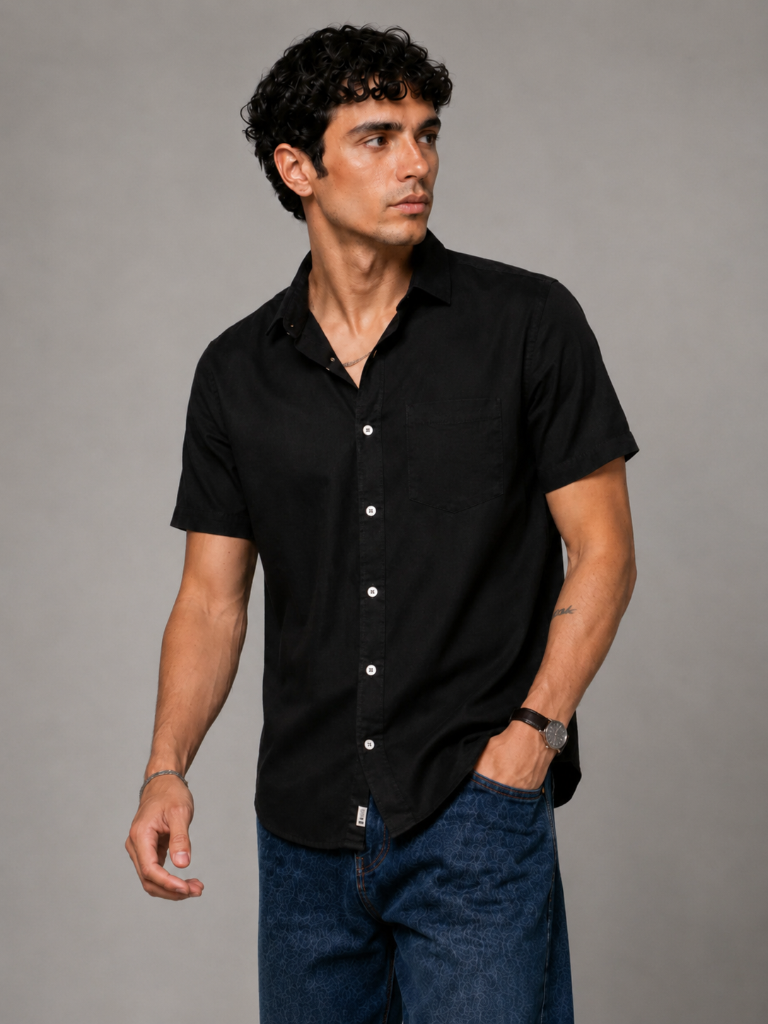 Pure Linen Shirt – Classic Black