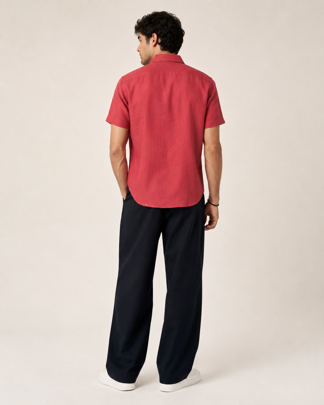 Pure Linen Shirt – Deep Crimson Red