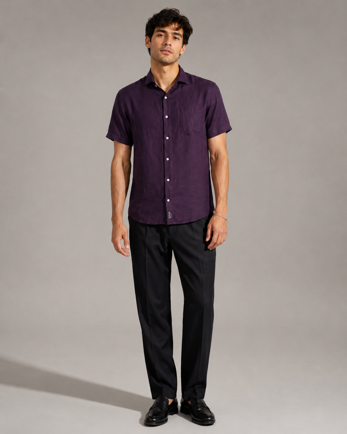 Pure Linen Shirt – Deep Wine