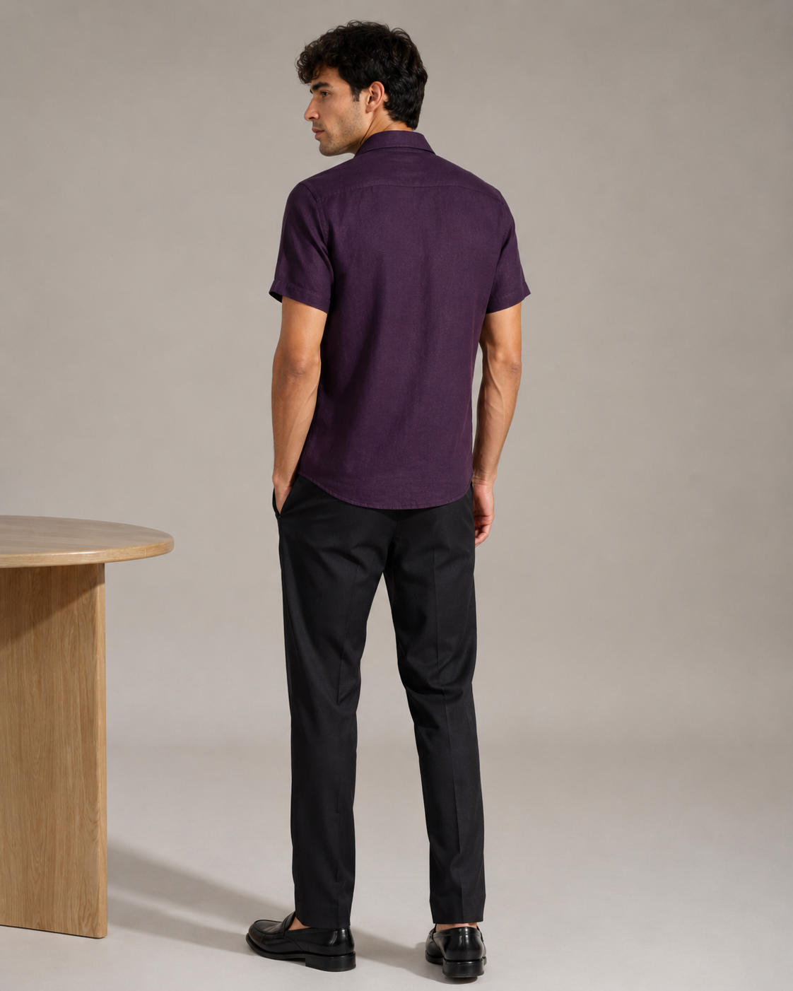 Pure Linen Shirt – Deep Wine