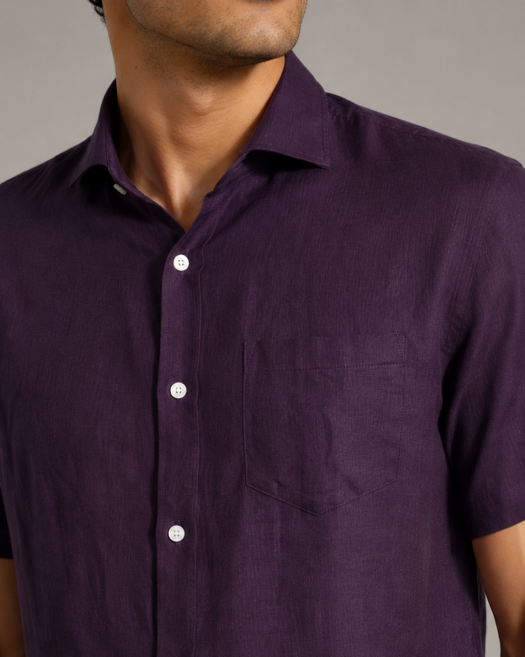Pure Linen Shirt – Deep Wine