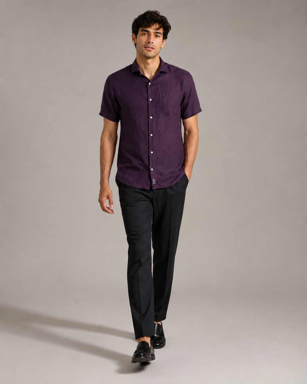Pure Linen Shirt – Deep Wine