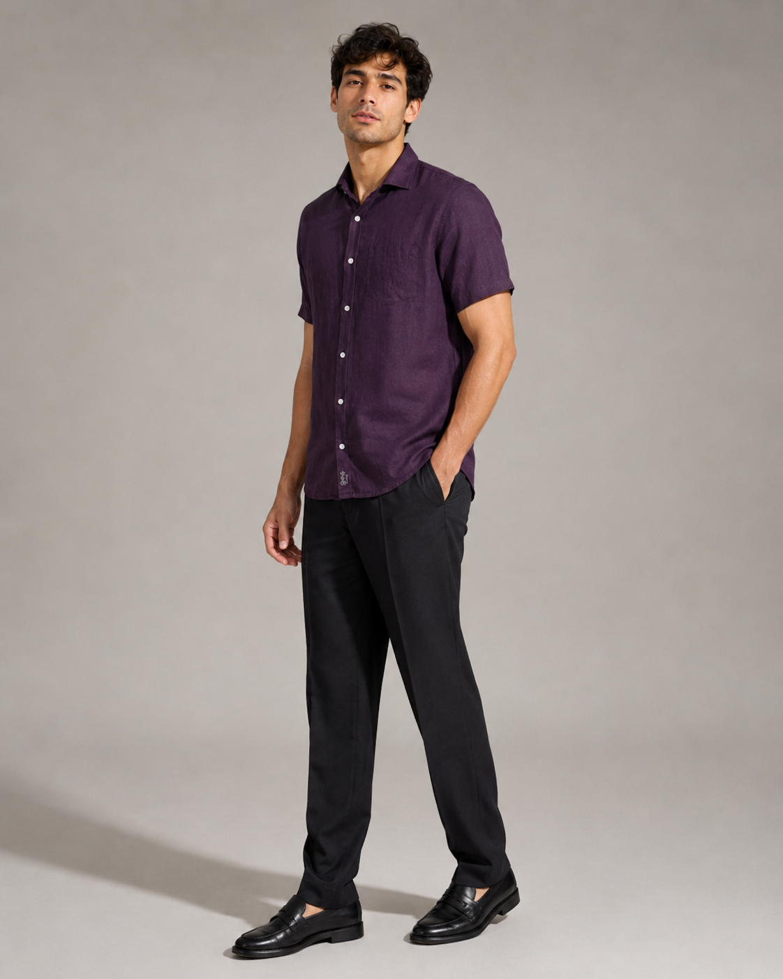 Pure Linen Shirt – Deep Wine