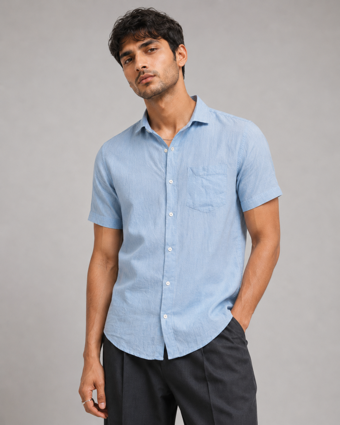 Pure Linen Shirt – Light Blue