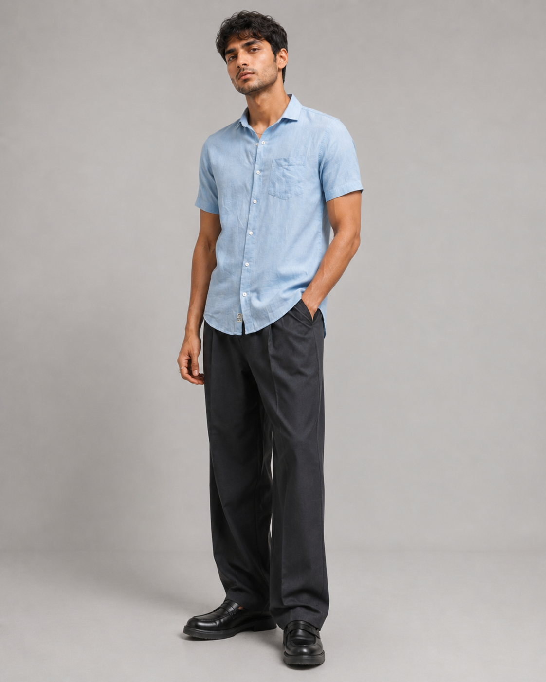 Pure Linen Shirt – Light Blue