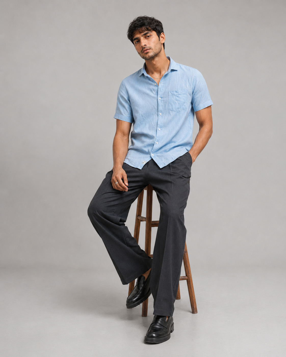 Pure Linen Shirt – Light Blue