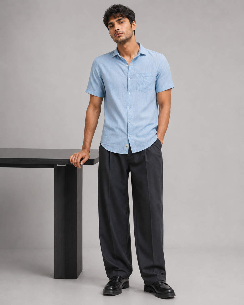 Pure Linen Shirt – Light Blue