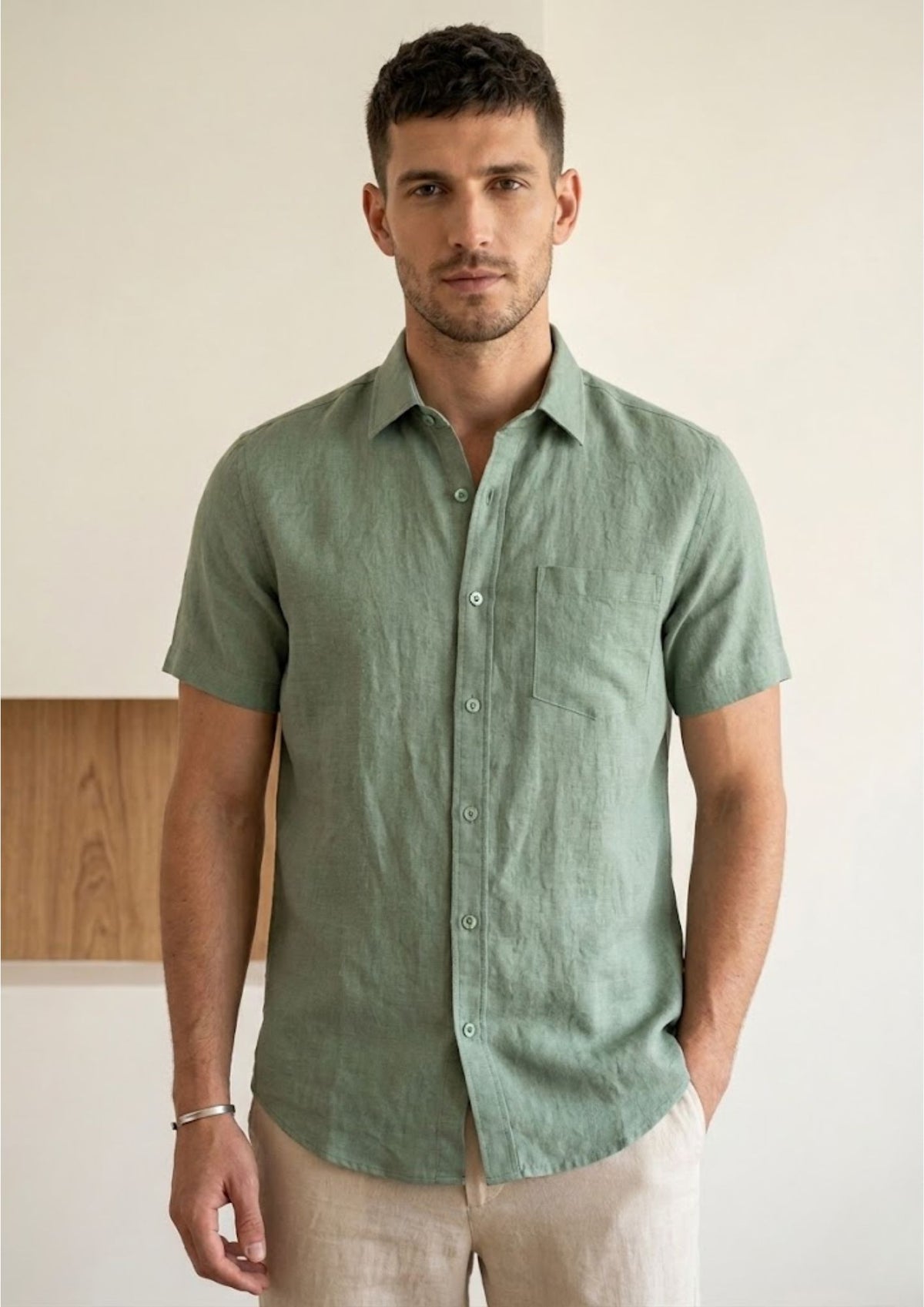 Pure Linen Shirt – Pistachio Green