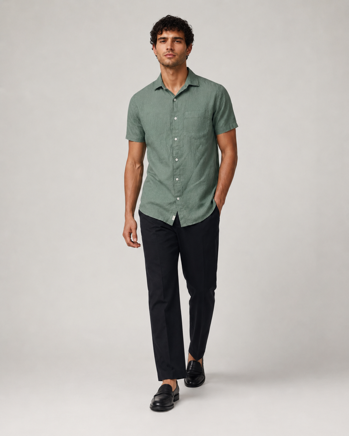 Pure Linen Shirt – Sage Green