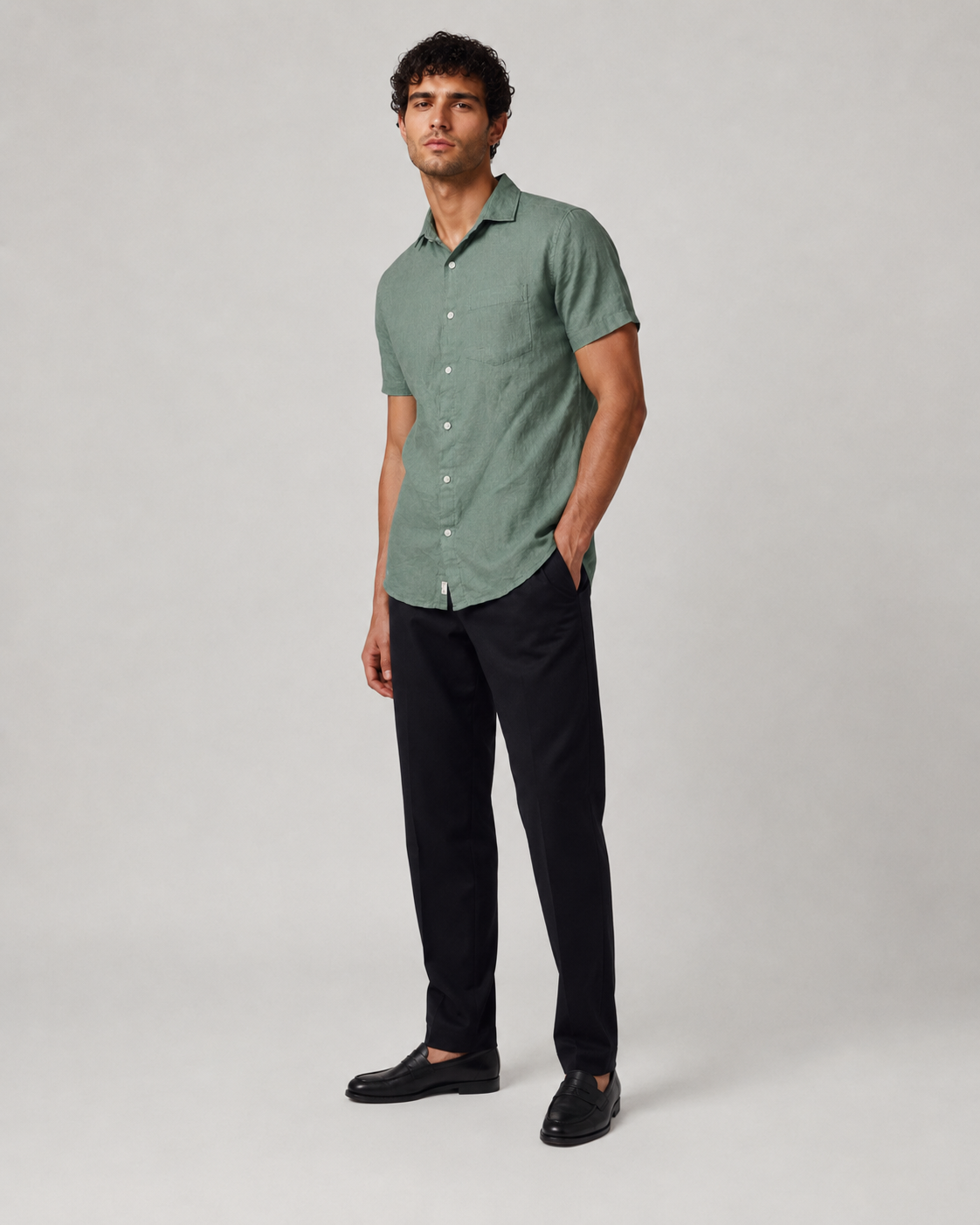 Pure Linen Shirt – Sage Green