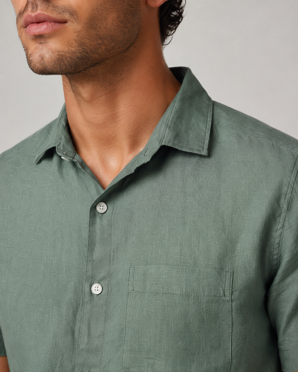 Pure Linen Shirt – Sage Green