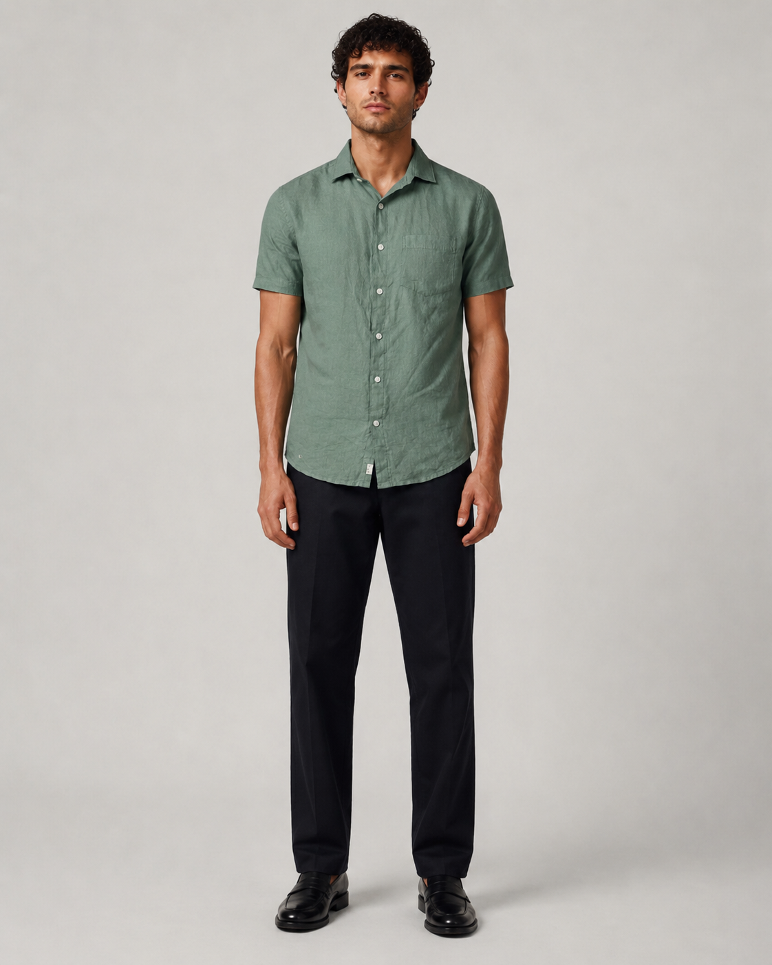 Pure Linen Shirt – Sage Green