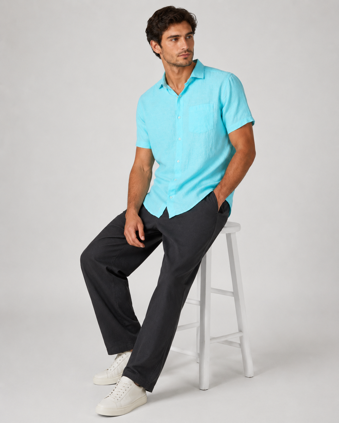 Pure Linen Shirt – Seafoam Mint