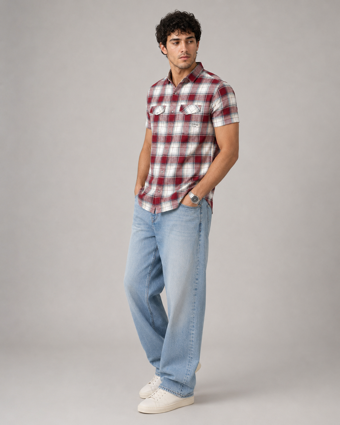 Red Plaid Cotton Shirt