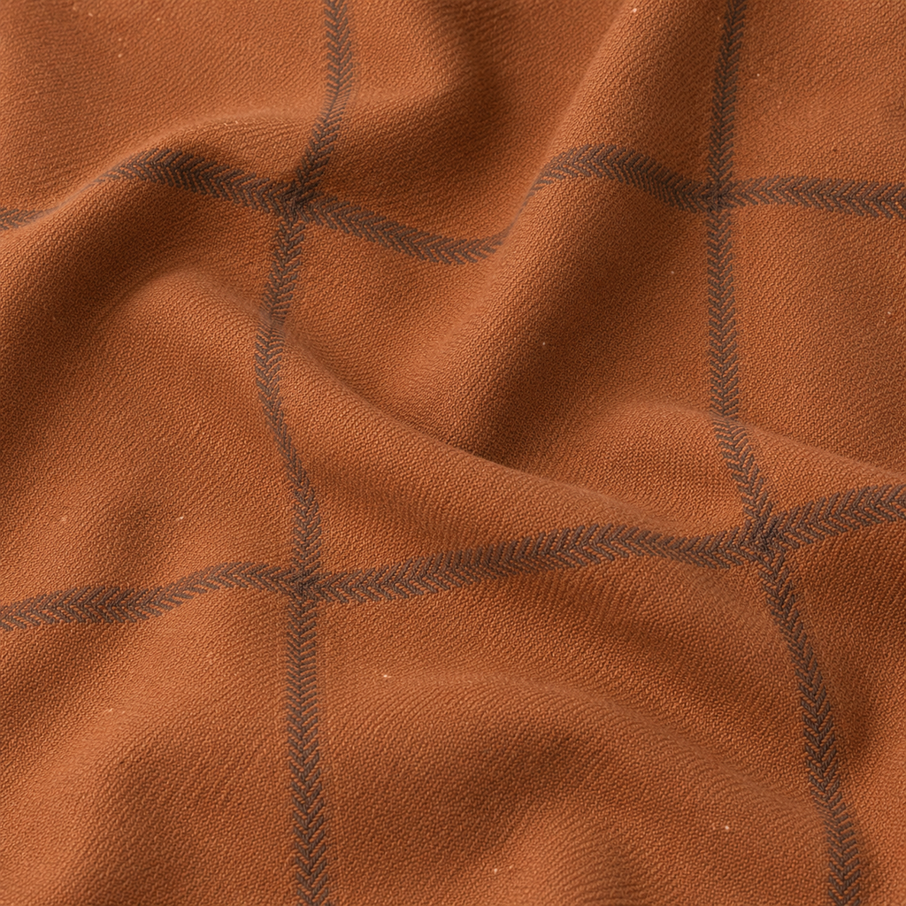 Rust Windowpane Khadi Cotton Shirt