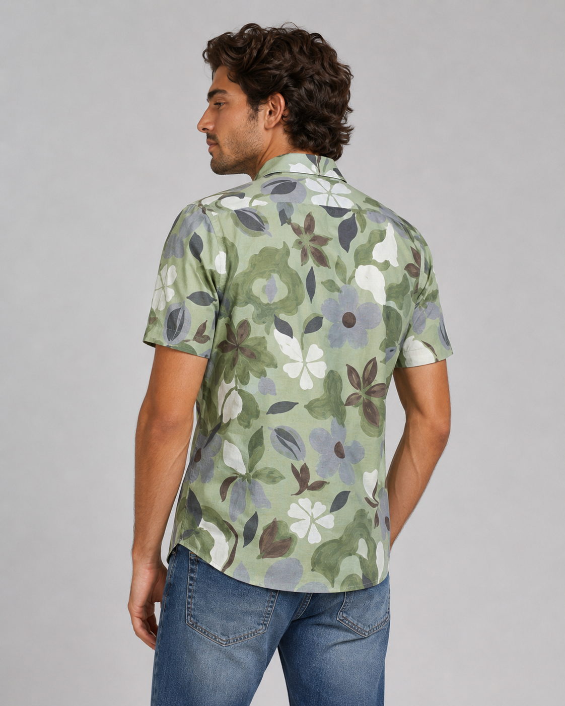 Sage Floral Cotton Shirt