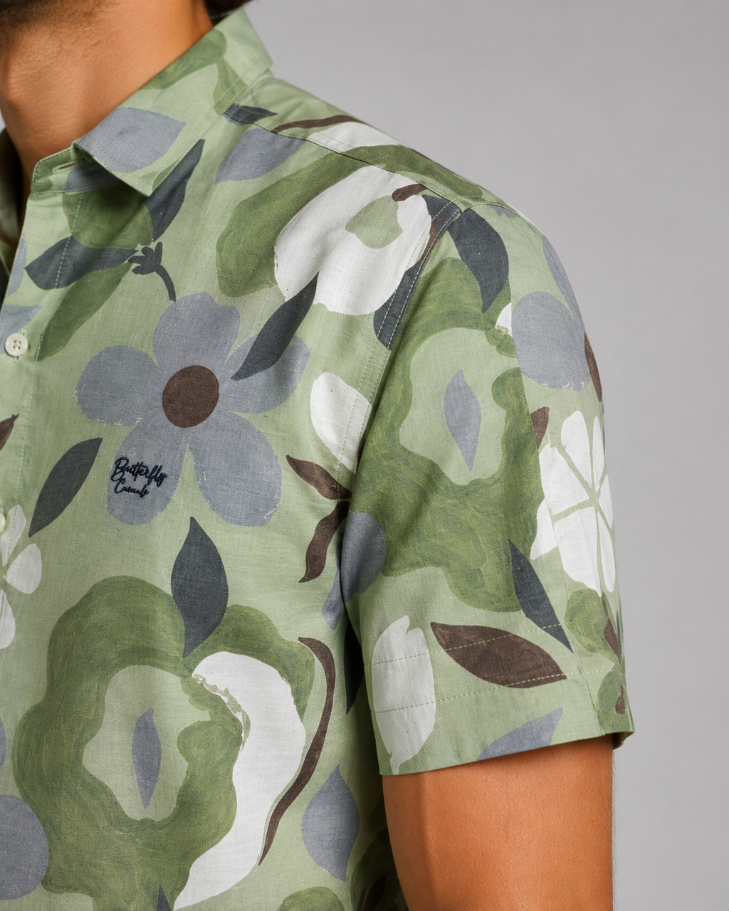 Sage Floral Cotton Shirt