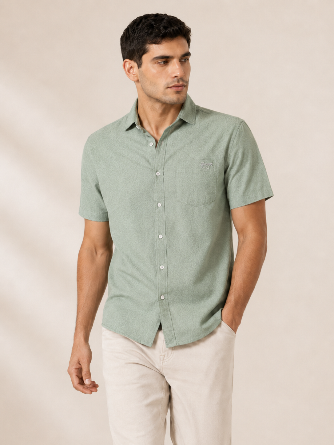 Sage Textured Cotton Shirt