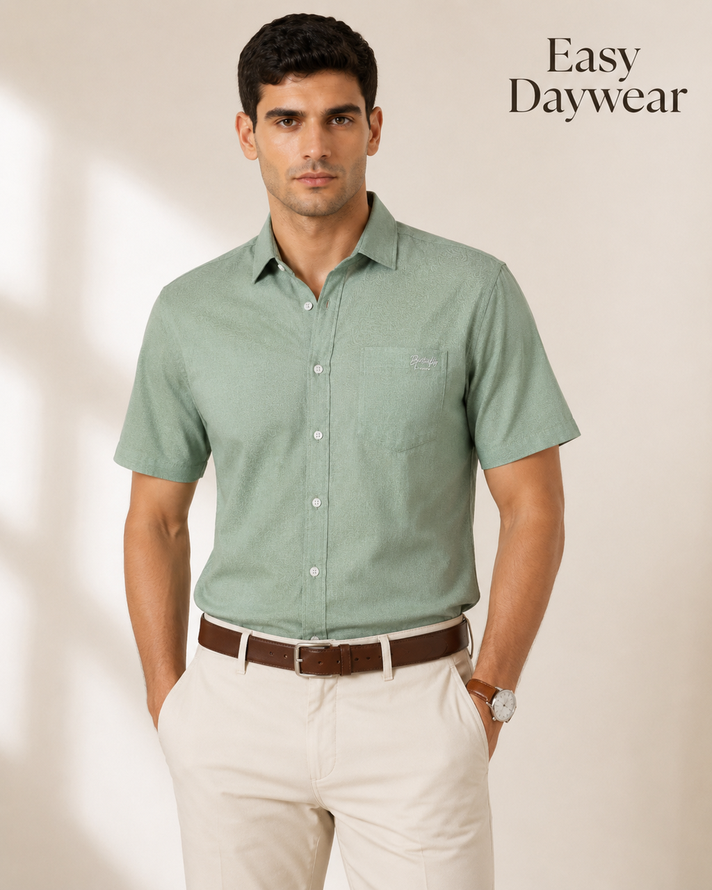 Sage Textured Cotton Shirt