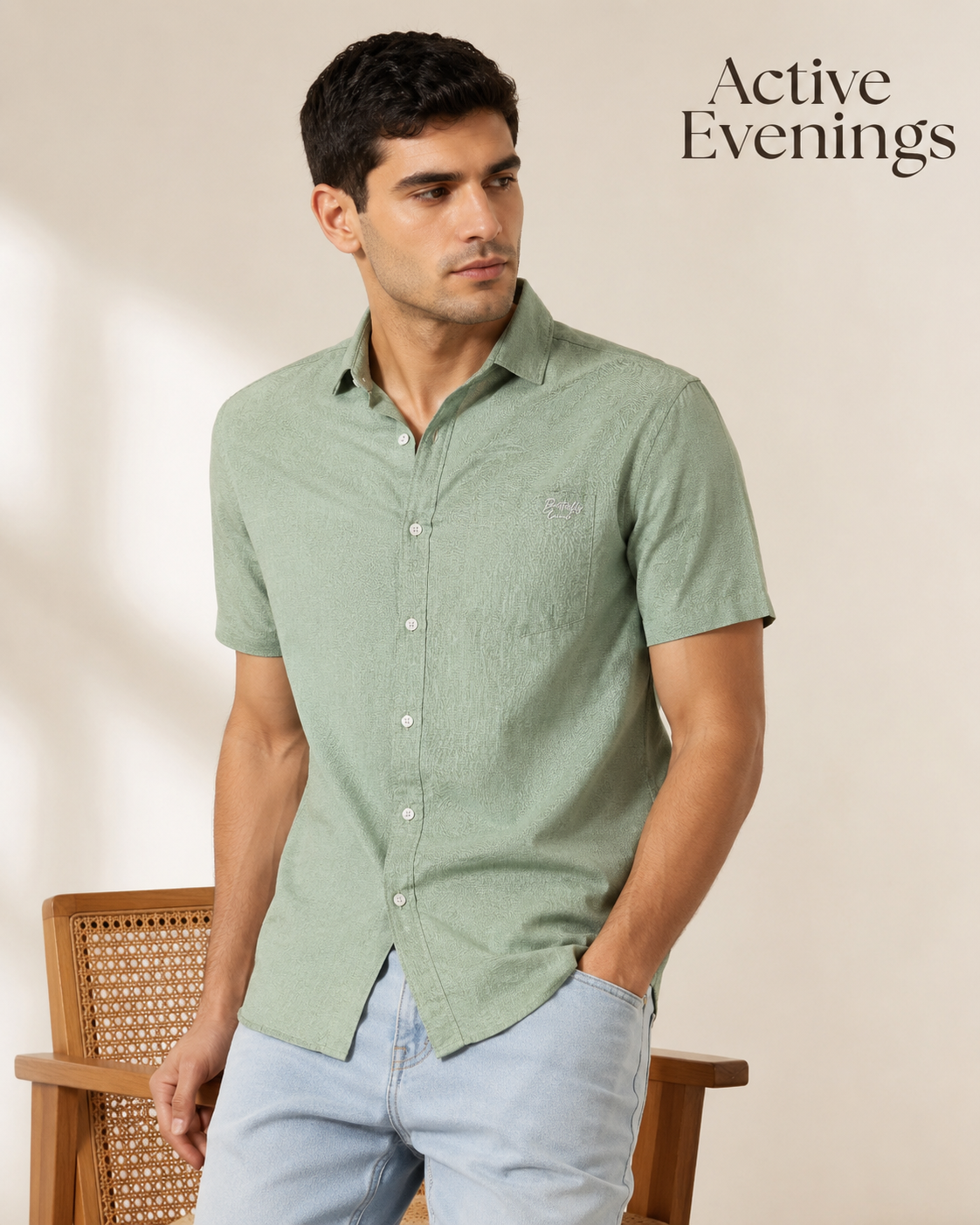 Sage Textured Cotton Shirt