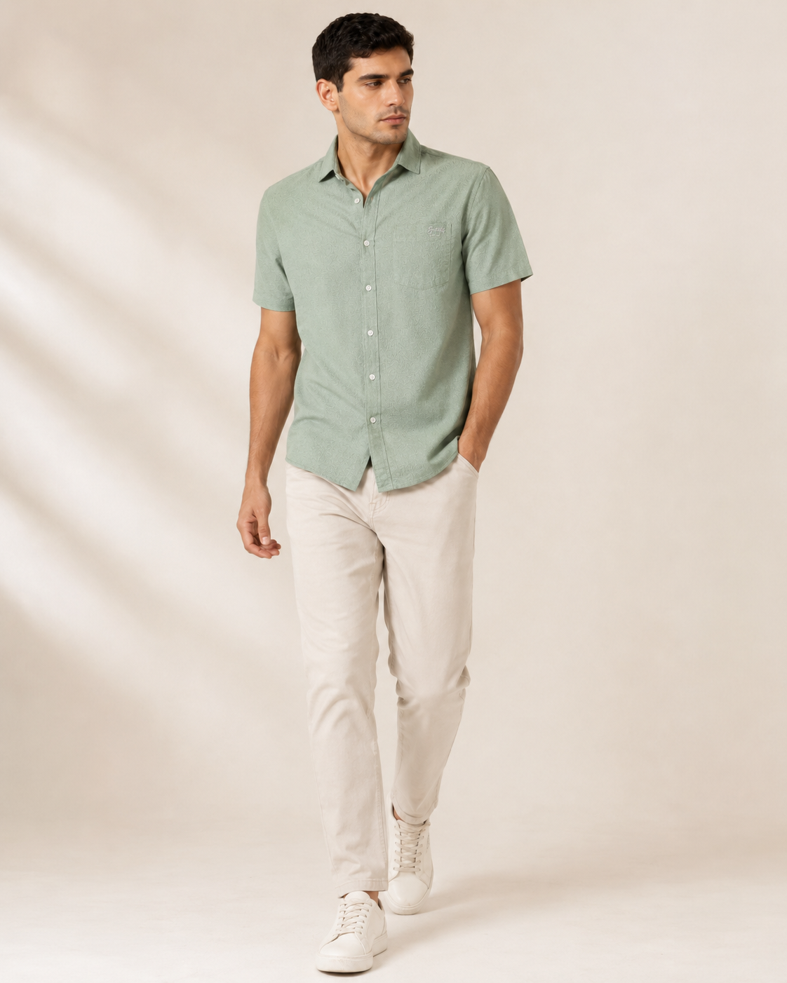 Sage Textured Cotton Shirt
