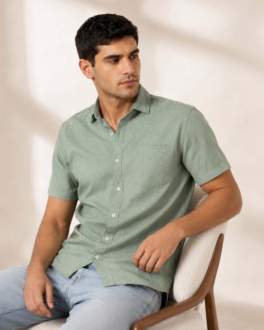 Sage Textured Cotton Shirt