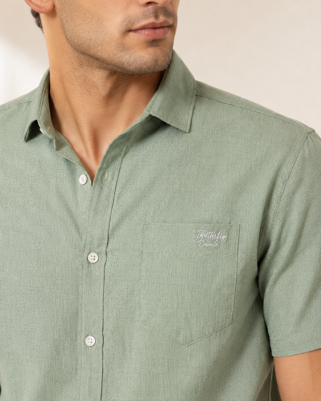 Sage Textured Cotton Shirt