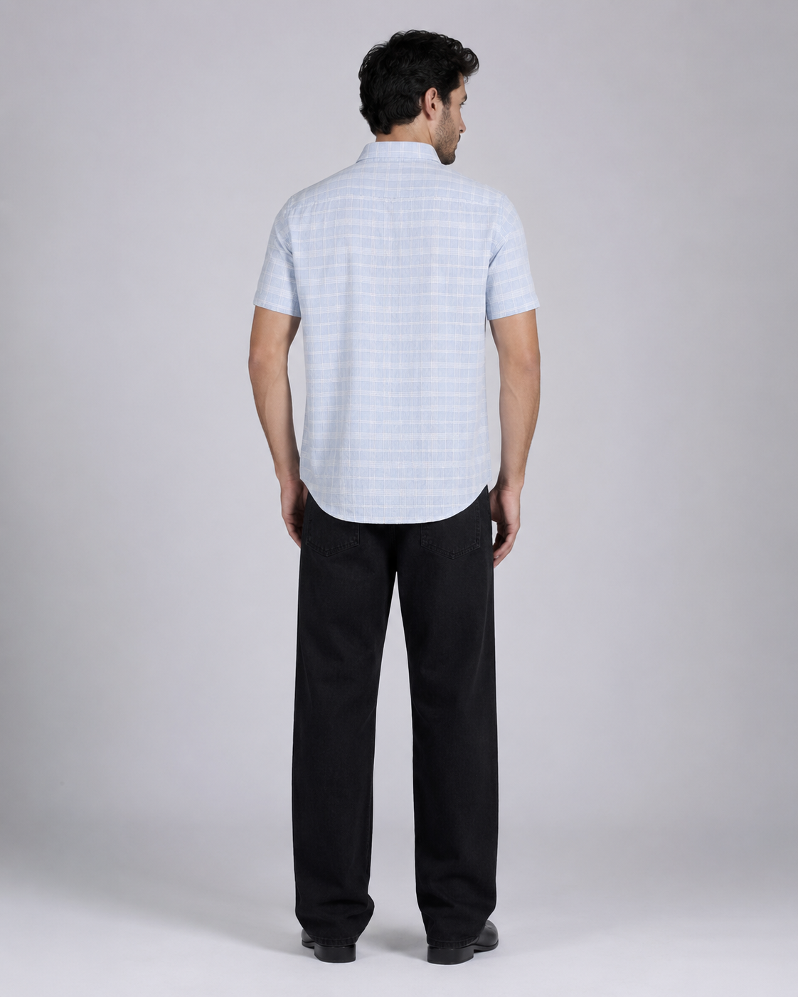 Sky Blue Check Cotton Shirt