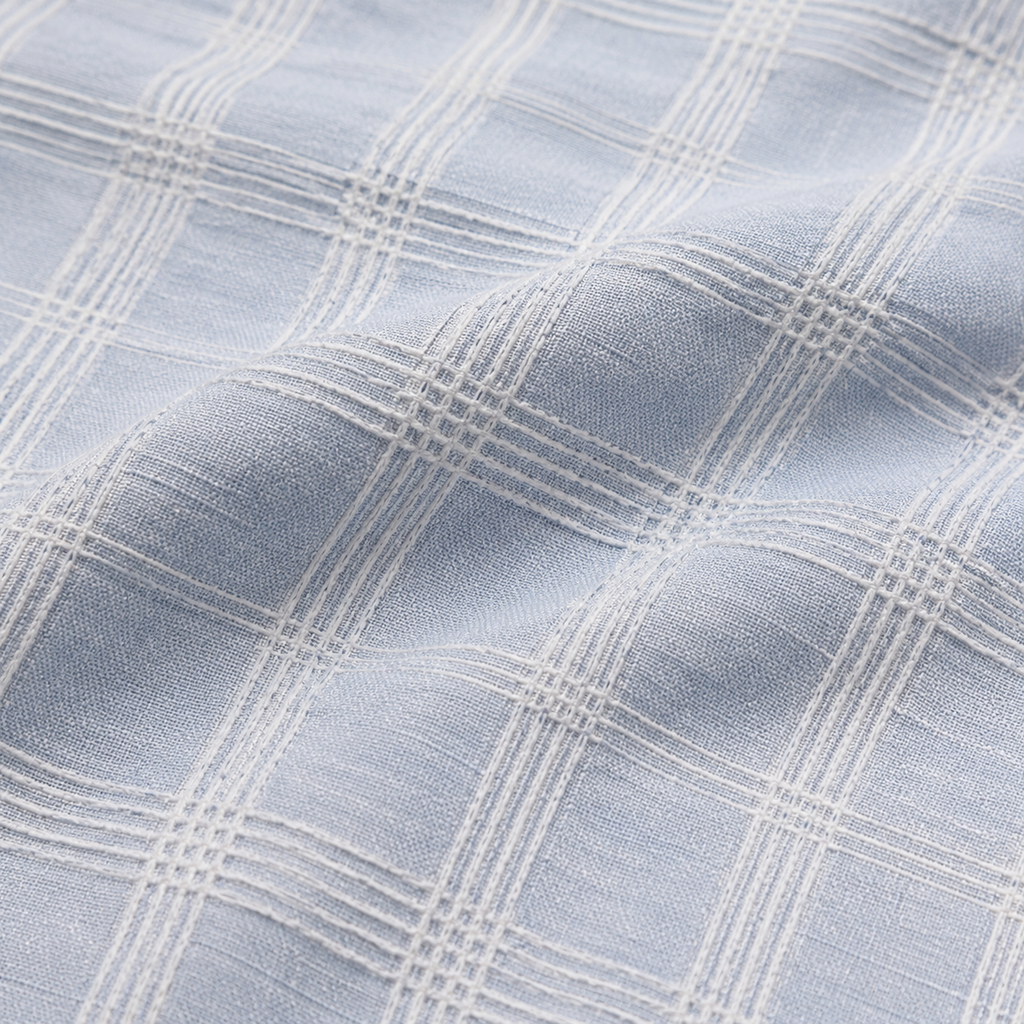 Sky Blue Check Cotton Shirt