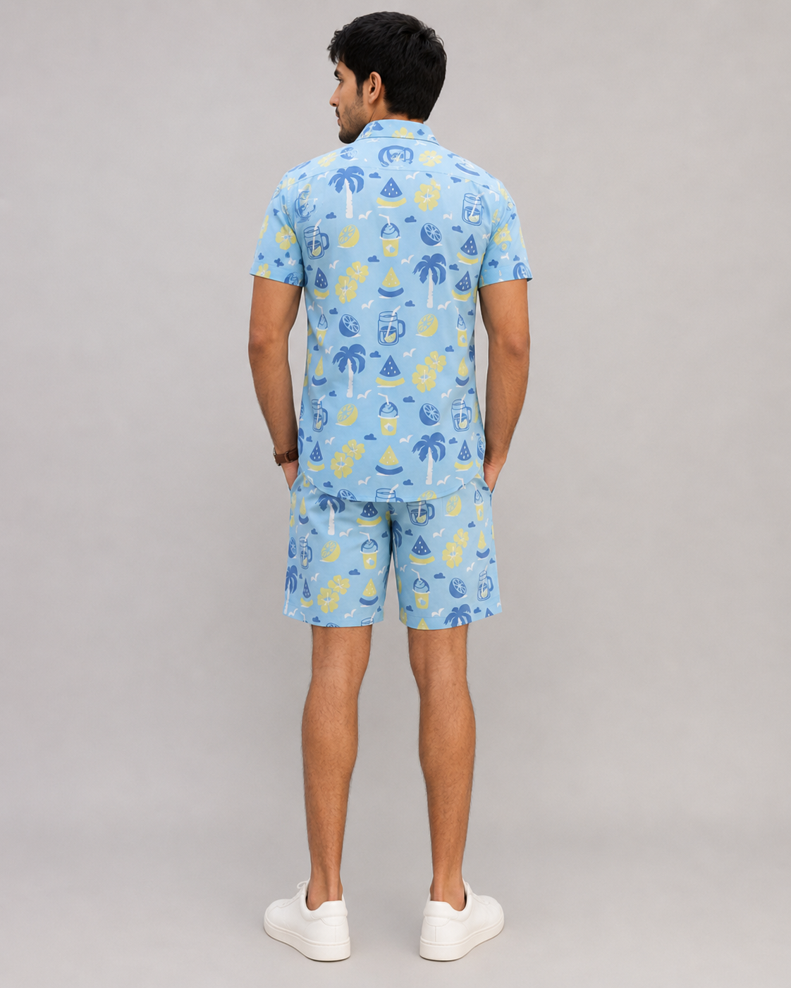 Sky Blue Tropical Printed Cord Set for Men – Summer Vacation Co-ord