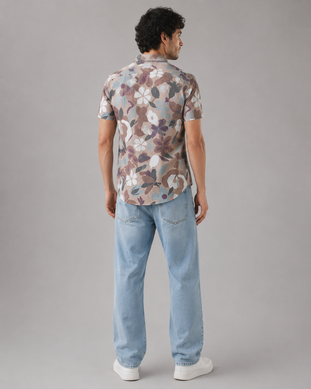 Taupe Floral Cotton Shirt