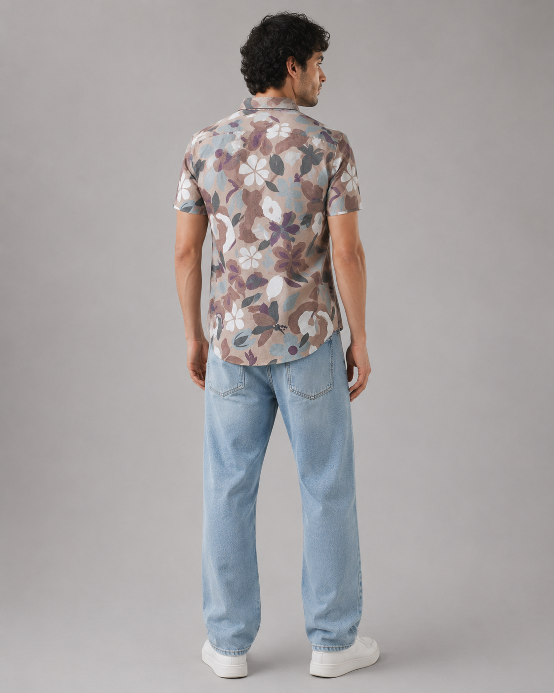 Taupe Floral Cotton Shirt
