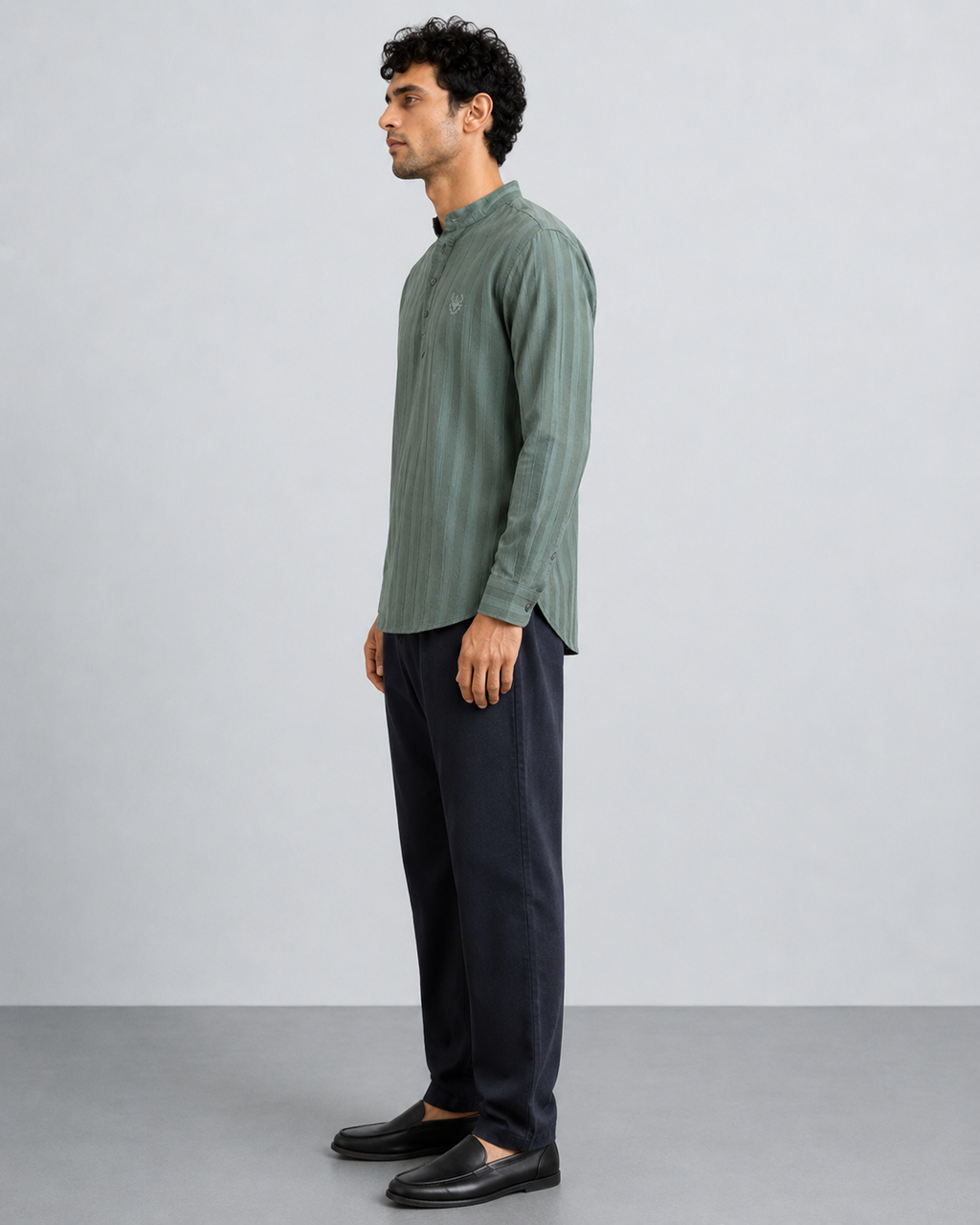 Teal Textured Short Kurta