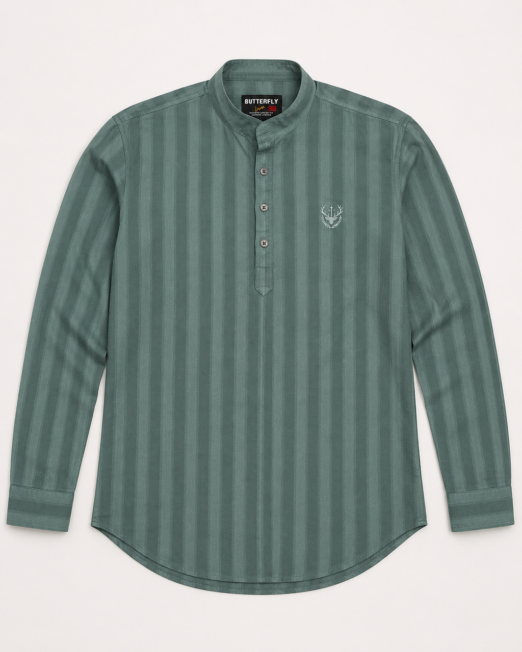 Teal Textured Short Kurta
