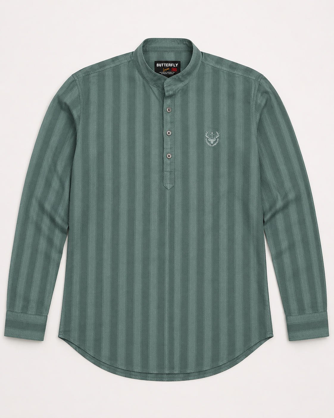 Teal Textured Short Kurta